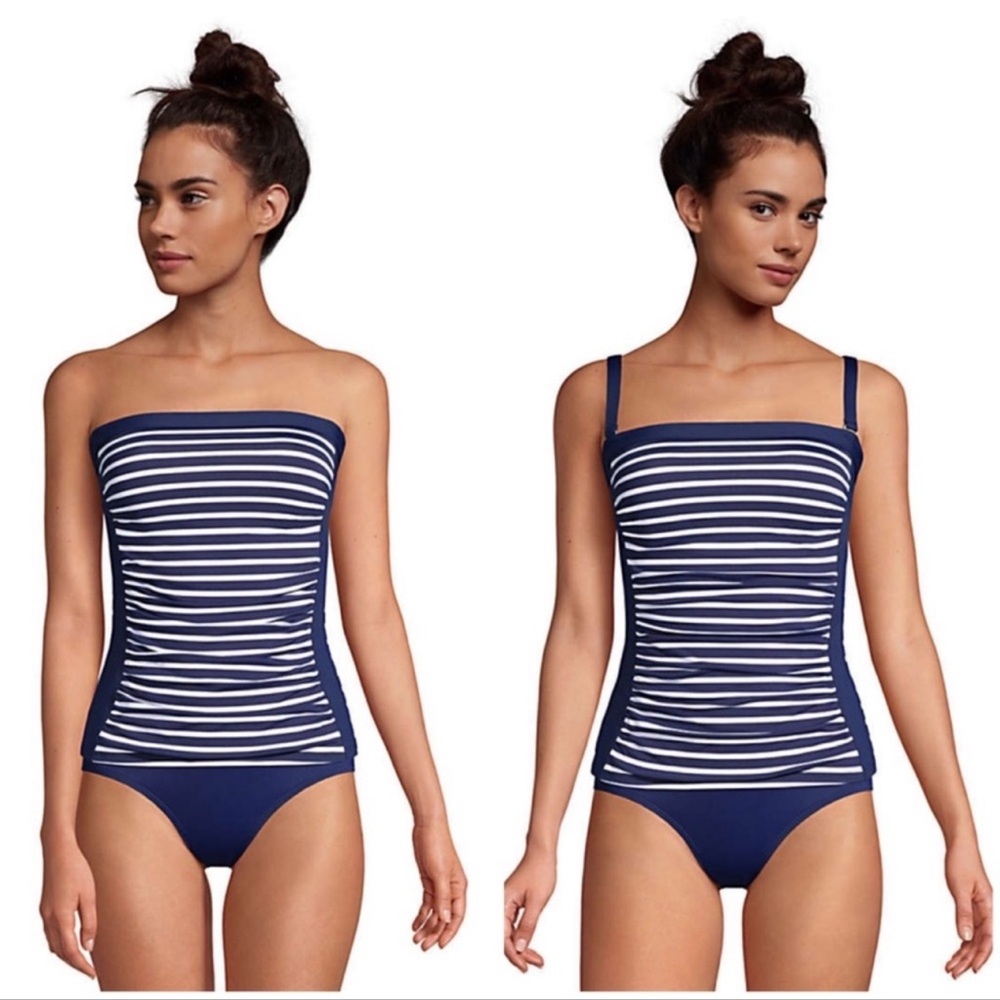 Lands End bandeau tankini 3 piece set: sz 10 + a bonus top in sz 12!